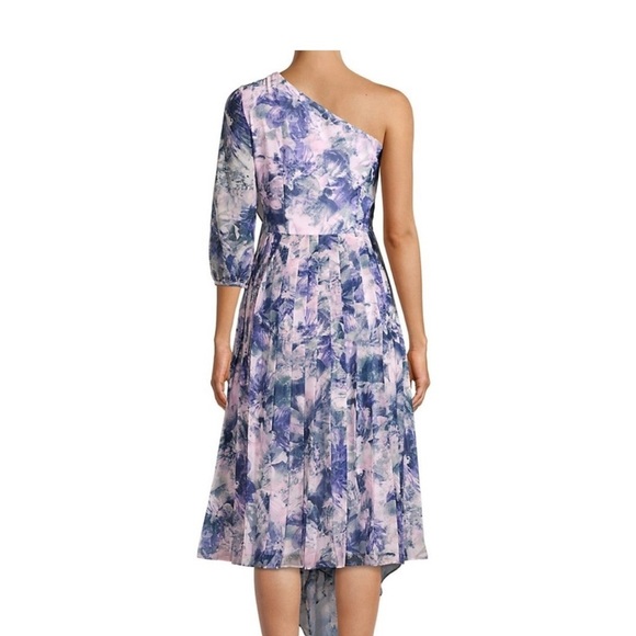 Kay Unger Dress NWT Size 8 Kaylee Floral One Shoulder Ruffle Midi Dress - Picture 4 of 15